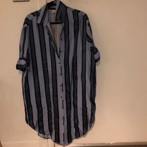 Acne Studios Blue Silk Shirt Dress